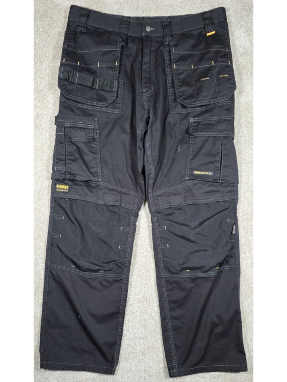 Dewalt Pro Tradesman Stretch Pants Black Cordura Knees Utility Work Men's 36/33